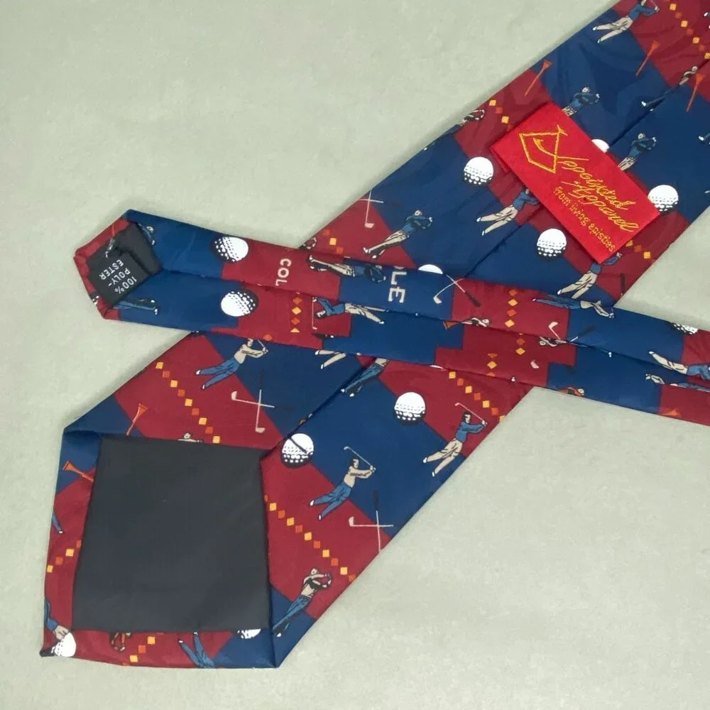 Whole In One Golf-Themed Red‎ BlueSilk Tie By Apostles Apparel Red/Blue 59x4